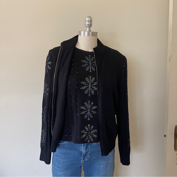 ST. John Sport Iridescent Sparkle Tank and Cardigan Set
